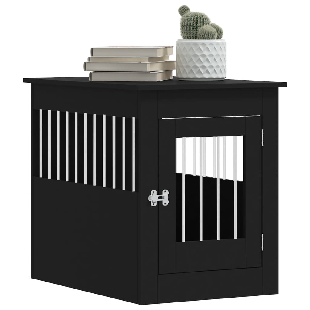 NNEVL Dog Crate Furniture Black 55x80x68 cm Engineered Wood