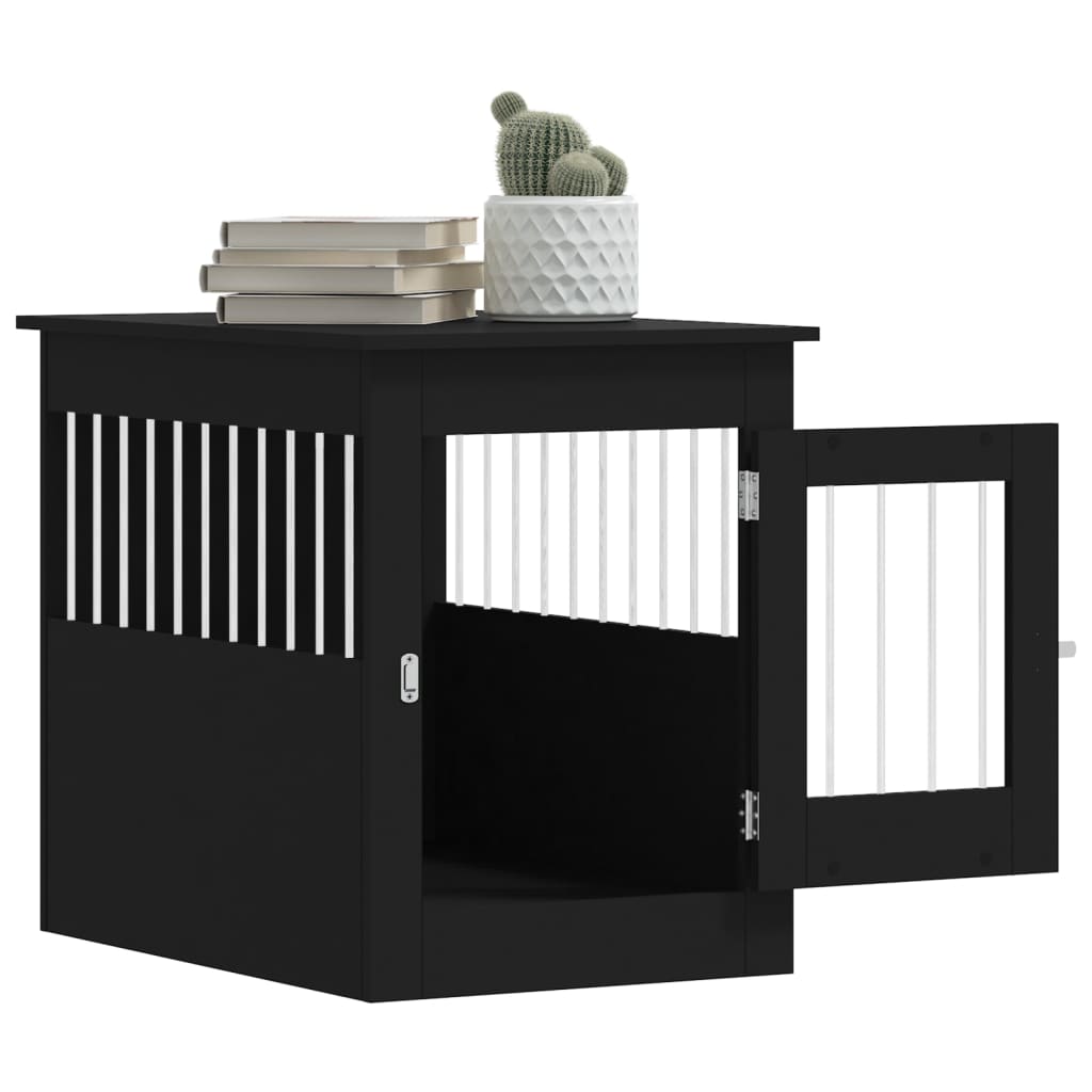NNEVL Dog Crate Furniture Black 55x80x68 cm Engineered Wood