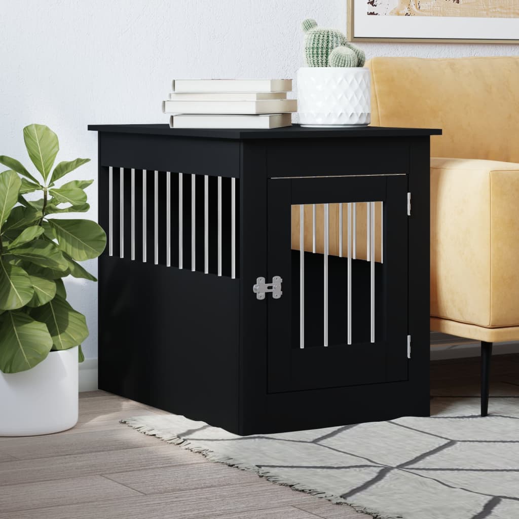 NNEVL Dog Crate Furniture Black 55x80x68 cm Engineered Wood